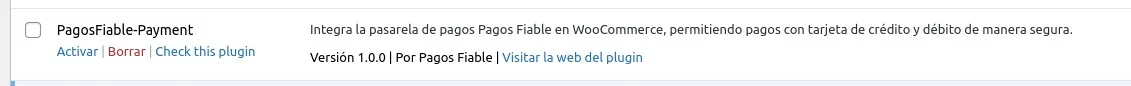Activación del plugin